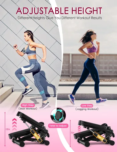 Miniatura 3 de Steppers for Exercise at Home, KitGody Mini Stepper with Resistance Bands, Portable Stair Stepper for Home 330LBS Capacity, Adjustable Height