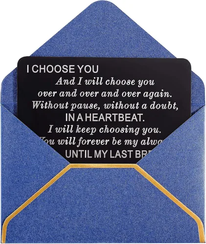 Miniatura 2 de Mini tarjetas de metal grabadas personalizadas para hombres, I Choose You, tarjetas especiales personalizadas para él, marido, novio, prometido