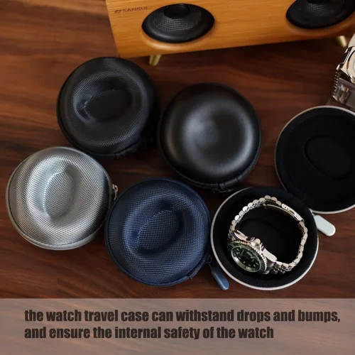 Miniatura 5 de Caja de viaje para relojes Besforu para hombres y mujeres, caja de almacenamiento portátil y organizador para un solo reloj, para relojes de pulsera