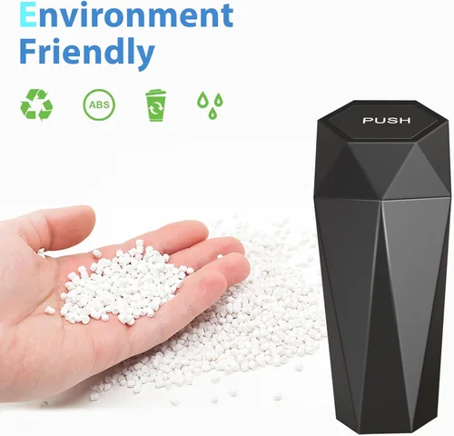 Miniatura 3 de SINSEN Cubo de basura para automóvil, mini cubo de basura con tapa, cubos de basura para puerta de automóvil, organizador de portavasos de diamante