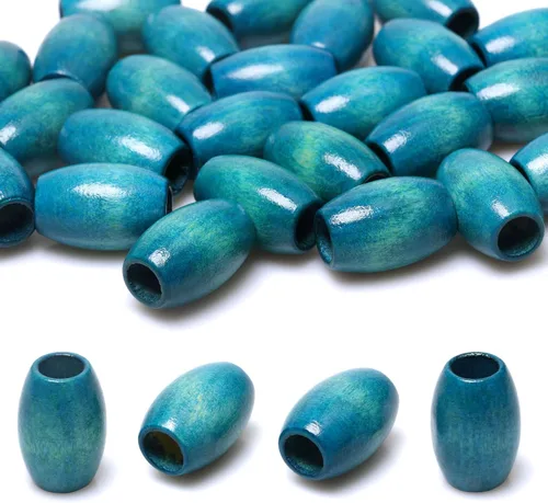 Miniatura 11 de 500 cuentas de madera ovaladas de 6 x 8mm, pequeñas cuentas espaciadoras de madera marrones con forma de grano de arroz, cuentas sueltas de madera