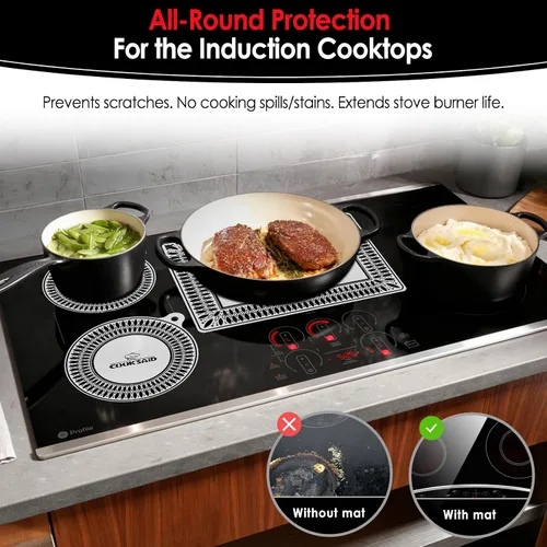 Miniatura 2 de Cook's Aid 2 protectores de silicona para placa de inducción de 7.9 pulgadas (magnético) Protector de estufa de inducción resistente al calor a