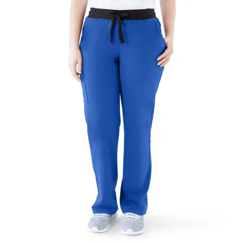 Miniatura 134 de ave. Varick - Pantalón médico de tiro medio para mujer, pierna recta, seis bolsillos, color azul caribeño, talla S