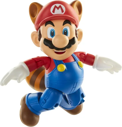 Miniatura 2 de Nintendo Super Mario Raccoon Mario Figura articulada de 4 pulgadas con accesorio de hojas
