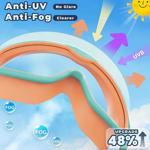 Miniatura 5 de Keary - Paquete de 2 gafas de natación para niños de 3 a 15 años, protección ultravioleta, antivaho, para piscina, agua, para niños, niñas, jóvenes