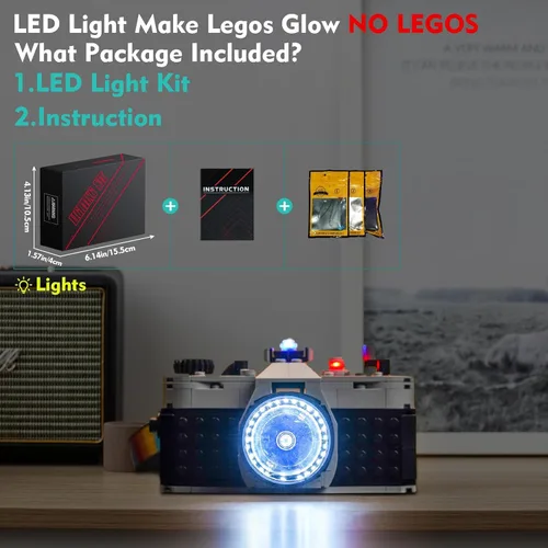 Miniatura 9 de VONADO Kit de luz LED compatible con LEGO Retro Camera 31147 Creator, accesorios de juego de iluminación creativa
