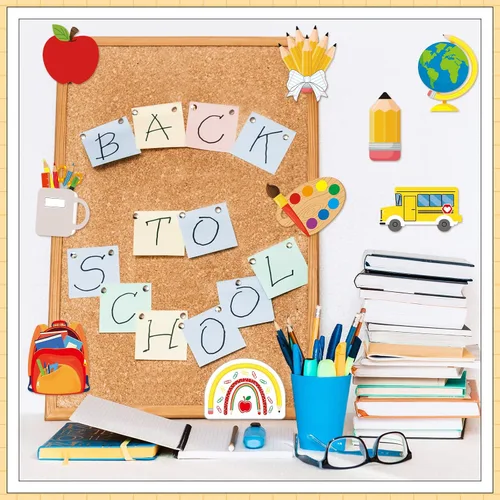 Miniatura 5 de Epakh 36 piezas de decoración de regreso a clases, recortes de autobús escolar para aula, juego de tablón de anuncios para niños y profesores