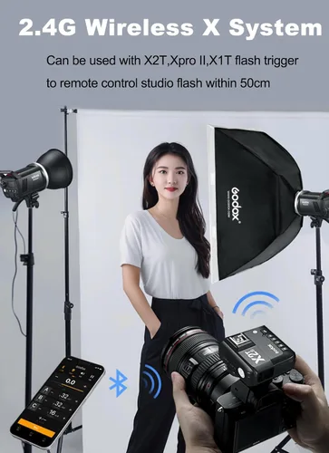Miniatura 5 de GODOX MS300V - Kit de luz de fotografía flash de estudio, 2.4G 300W Bowens Mount Strobe Flash Kit de iluminación con soporte de luz, caja de luz