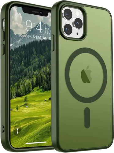 Miniatura 43 de SUPFINE Funda magnética para iPhone 11 Pro Max (compatible con MagSafe) (protección contra caídas de grado militar), delgada, translúcida mate, a