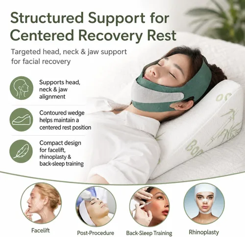 Miniatura 4 de Almohada de cuña para estiramiento facial y recuperación de rinoplastia, soporte de posicionamiento compacto estructurado para cuello y mandíbula