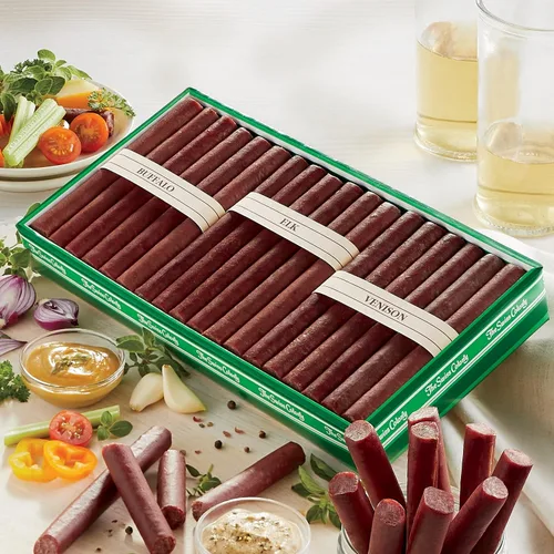 Miniatura 2 de Caja de regalo de palitos de carne de caza salvaje de la Colonia Suiza - Incluye carnes exóticas: búfalo, alce y venado mezclados con cerdo