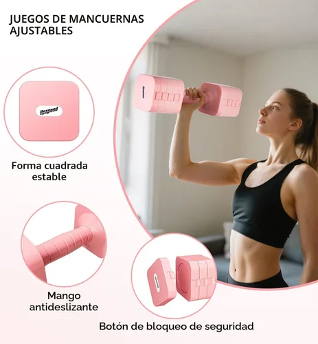 Miniatura 5 de Juego de mancuernas ajustables de 16 libras y 20 libras, juego de mancuernas para mujeres y hombres, pesas de mano, par de mancuernas