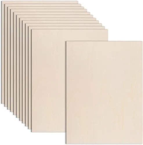 Miniatura 14 de Paquete de 12 hojas de tilo para manualidades - 30,5 x 30,5 x 3 mm - Hojas de madera contrachapada de 3 mm de espesor con superficies lisas - Tablas