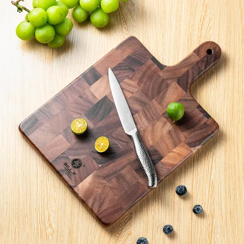 Miniatura 3 de Tabla de cortar de grano final con mango para carne, tabla de queso, verduras, pan, tabla de servir de madera decorativa para cocina y comedor, 13 x