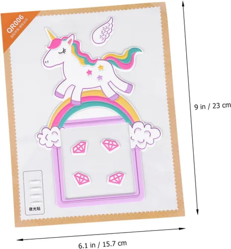 Miniatura 6 de Decoración de pared con imágenes de unicornio, calcomanía de pared luminosa, diseño creativo de unicornio para fiesta en casa