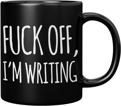 F Off I'm Writing Writer Gifts - Taza de cerámica sarcástica divertida, escritor, novelista, poeta, guionista, periodista, 11 onzas, color negro, 11