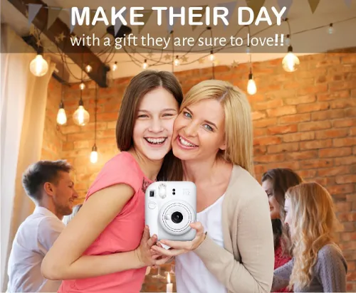 Miniatura 7 de Fujifilm Cámara Instax Mini 12 de película instantánea color blanco arcilla, Fujifilm Instax Mini Twin Pack de película instantánea 20 impresiones