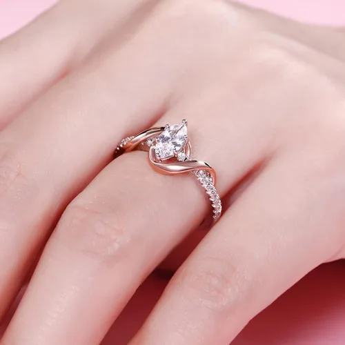Miniatura 6 de Jeulia Anillo de plata de ley con corte marquesa An Encounter with Mysel, anillo de compromiso para aniversario, regalo del día de San Valentín
