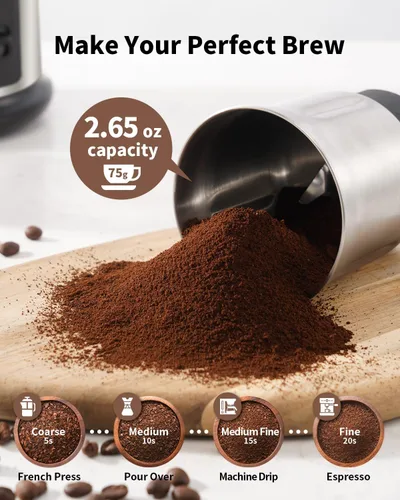 Miniatura 5 de Shardor Molinillo eléctrico de un toque para café, especias, hierbas, para granos de café, especias y semillas con 1 tazón extraíble de acero
