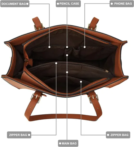 Miniatura 186 de Juego de 4 bolsas modernos para mujer de cuero sintético: bolso tote, bolso de hombro, bolso de mano y cartera.