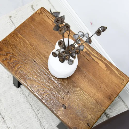 Miniatura 3 de Banco de madera maciza de 19 x 12 x 16 pulgadas de alto, taburetes rectangulares de entrada, mesa auxiliar rústica de café, mesa auxiliar de losa
