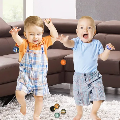 Miniatura 7 de Panxxsen 24 bolas rebotantes, bolas de rebote de planetas, bolas de goma de sistema solar de rebote alto para niños, recuerdos de fiesta y rellenos