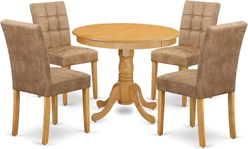 Miniatura 16 de East West Furniture ANAS3-AWA-08 Juego de mesa de comedor de cocina de 3 piezas contiene una mesa moderna y 2 sillas de comedor tapizadas de tela