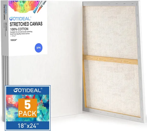 Miniatura 15 de GOTIDEAL Lienzo estirado, 11 x 14 pulgadas, juego de 7 unidades, blanco imprimado, 100% algodón, para pintar, verter acrílico, pintura al óleo