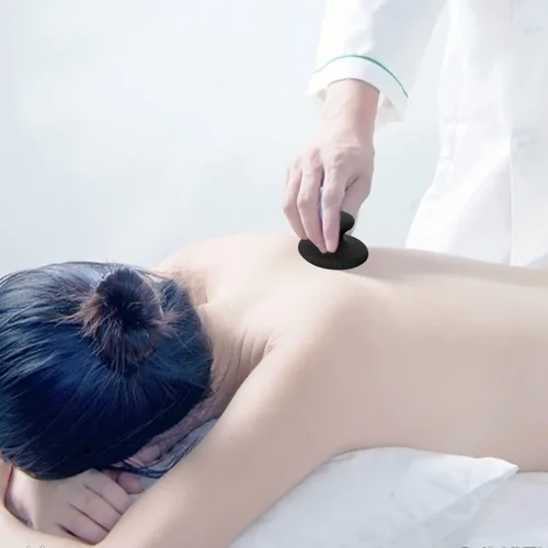 Miniatura 5 de Beavorty Paquete de 2 piedras de masaje de hongos naturales Bianshi Jade masajeador de mano para terapia facial y corporal de spa, mejora