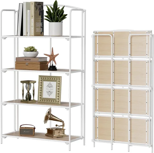 Miniatura 13 de Crofy - Estantería plegable sin montaje para sala de estar, estantería plegable de 2 niveles en color negro para oficina en casa, organizador