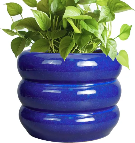 Miniatura 20 de Maceta de cerámica SQOWL para plantas de 8 pulgadas - Maceta de interior con orificio de drenaje para plantas de exterior, maceta floral moderna
