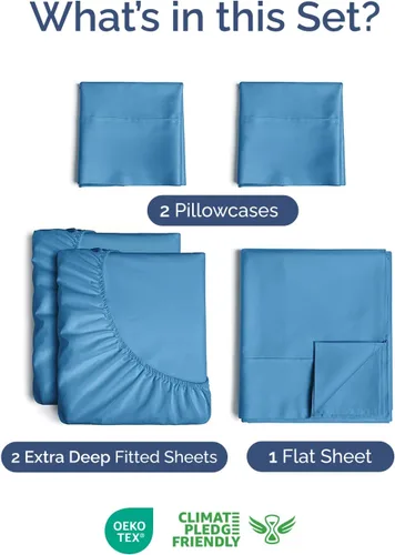 Miniatura 2 de Sábanas Split King de bolsillo extra profundo - Juego de 5 piezas de sábanas transpirables y refrescantes - Juego de sábanas de lujo hotelero - 20