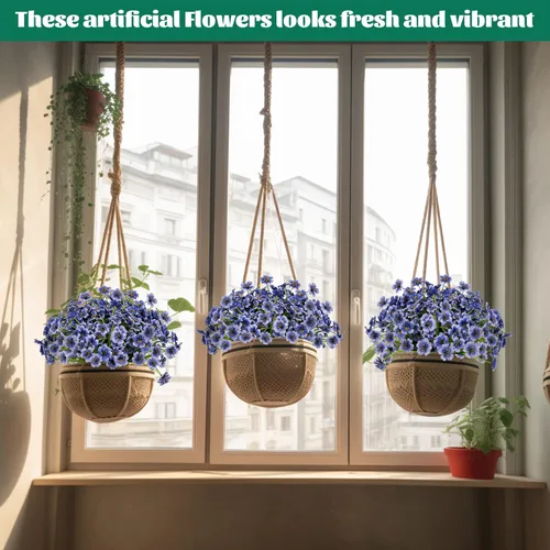 Miniatura 4 de Lnoicy - 24 piezas de flores artificiales para exteriores, decoración de flores de plástico, arbustos de flores falsas resistentes a los rayos UV