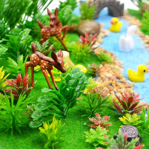 Miniatura 7 de 110pcs Modelo Plantas Miniatura Juguete Árboles Tren Paisaje Hada Jardín Árboles Diorama Árboles Modelo Paisaje Ferrocarril Parque Jardín Escena