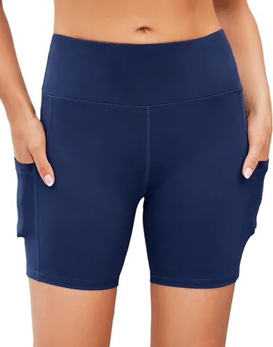 Miniatura 19 de AHLW Pantalones cortos de ciclismo suaves para mujer, con bolsillos, cintura alta, elásticos, cómodos, atléticos, para correr, yoga