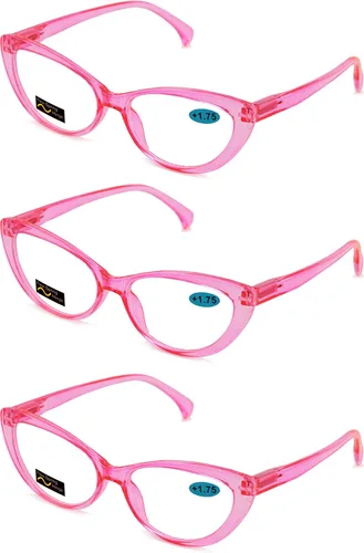 Miniatura 2 de 3 pares de gafas de lectura para mujer, diseño floral, translúcido, transparente, transparente, para lectura 3 Rosa