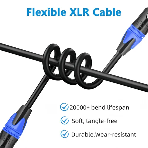 Miniatura 8 de XLR Cables 3 pies, paquete de 4 unidades, cable de micrófono XLR macho a hembra, cable de micrófono de 3 pines chapado en oro cable de altavoz OFC