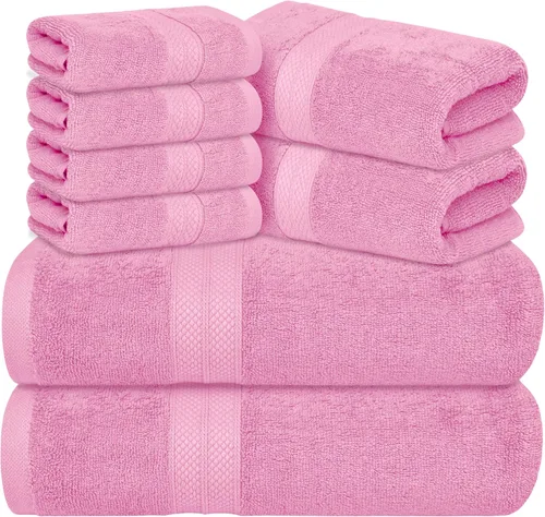 Miniatura 9 de Avalon Towels Juego de toallas de lujo de 8 piezas, 2 toallas de baño, 2 toallas de mano y 4 toallas pequeñas, 100% algodón hilado en anillo de 600