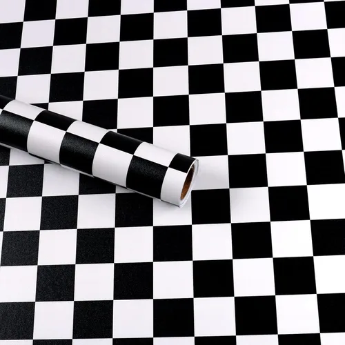 Miniatura 8 de VaryPaper Papel tapiz grueso a cuadros para despegar y pegar, papel tapiz blanco y negro de 15.7 x 78.7 pulgadas, autoadhesivo, impermeable, papel