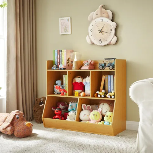 Miniatura 4 de Kovhzcu Organizador de almacenamiento de juguetes con estantería, estante de juguetes para niños de 5 compartimientos, armario de almacenamiento