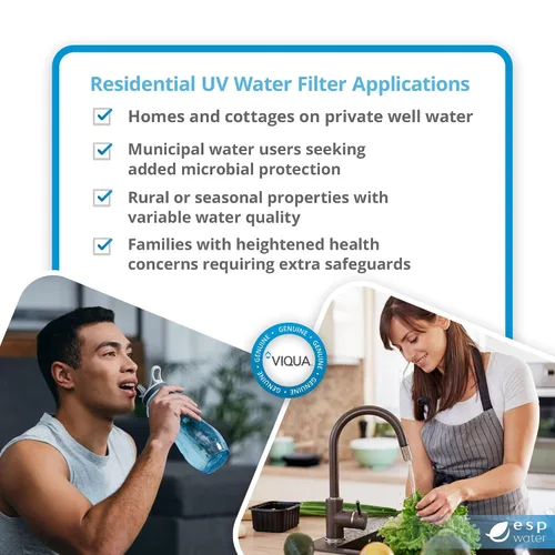 Miniatura 8 de Viqua VH410-F20 Sistema de tratamiento de agua UV para el hogar con prefiltro integrado, 18 GPM para toda la casa y filtración comercial ligera