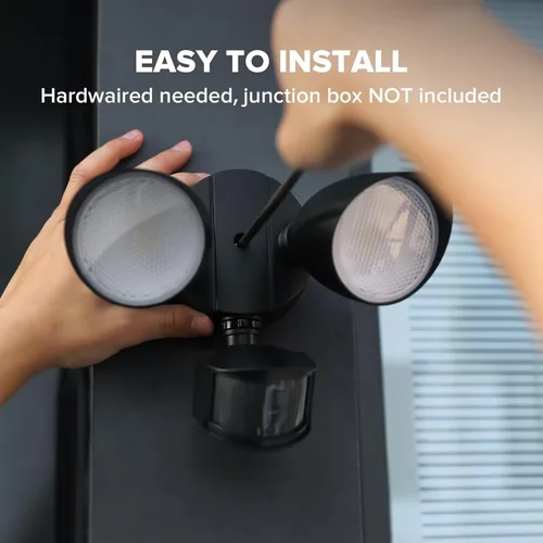 Miniatura 8 de UME Paquete de 2 Luces LED de Seguridad de 32W 3500 Lúmenes con Sensor de Movimiento para Exteriores, Luz Diurna 5000K, IP65 Impermeable, del Negro
