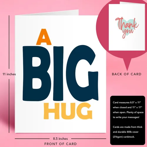 Miniatura 7 de Tarjetas de felicitación y sobres grandes para el día de San Valentín "A Big Hug" – 8.5 x 11 pulgadas, tarjeta de San Valentín de tamaño grande