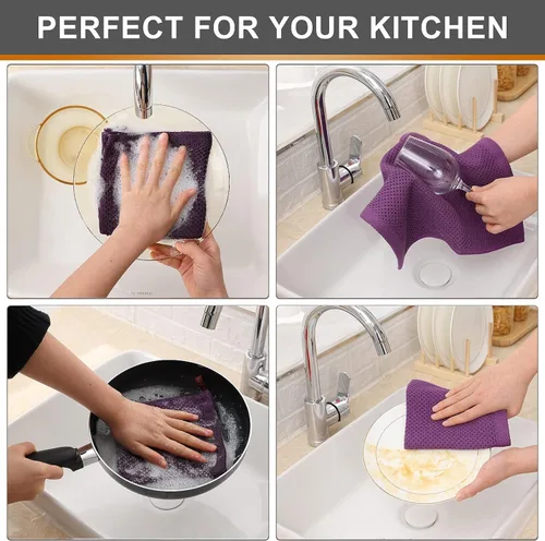 Miniatura 573 de Kitinjoy - Paños de cocina de 100 % algodón, tela de tejido gofrado, paño de limpieza ultrasuave, absorbente y de secado rápido. Beige