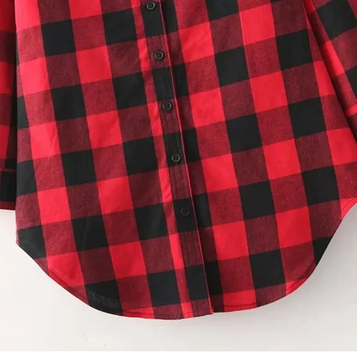 Miniatura 6 de Women's 2023 Summer Tops Plaid Long Sleeve Collar Neck Casual Button Down Dress Shirt Dress Casual Dresses