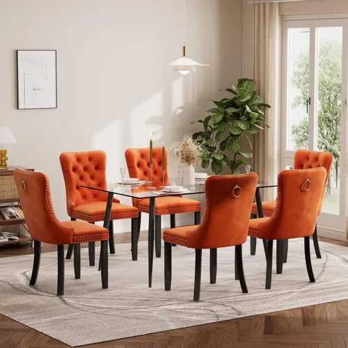 Miniatura 49 de Baysitone Juego de mesa de comedor de vidrio de 51 pulgadas para 4, juego de 5 piezas moderno de comedor, mesa de cocina rectangular de vidrio con 4
