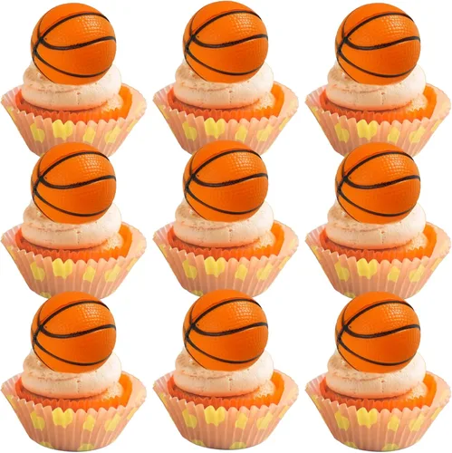 Miniatura 10 de Gyufise 24 piezas de baloncesto Oh Baby Cupcake Toppers Jugador de Baloncesto Escena Temática Púas de Fruta para Deportes Tema Babyshower Cumpleaños