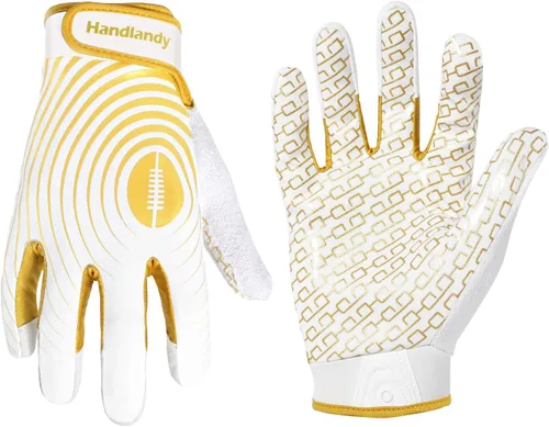 Miniatura 27 de HANDLANDY Guantes de fútbol para jóvenes, guantes receptores adhesivos para niños, guante de fútbol de súper agarre, mejor regalo para niños y niñas