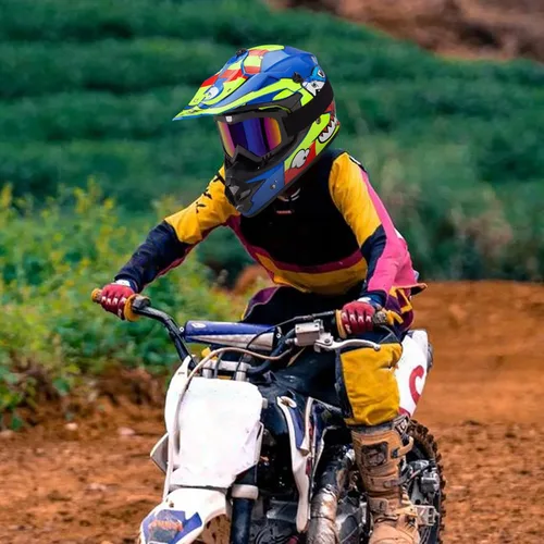 Miniatura 4 de cascos para niños y jóvenes de bicicleta todoterreno, motocross, ATV, BMX, MX, bicicleta todoterreno, casco de motocicleta J-01 con gafas y guantes