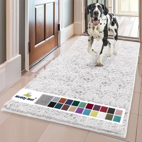 Miniatura 15 de Muddy Mat® Mostrado en la televisión - Tapete de microfibra súper absorbente para puerta de perro para patas fangosas, antideslizante y lavable